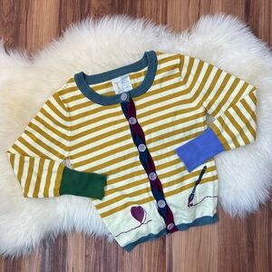 Matilda Jane Paint By Numbers Abstract Striped Mustard Cardigan • Size 2